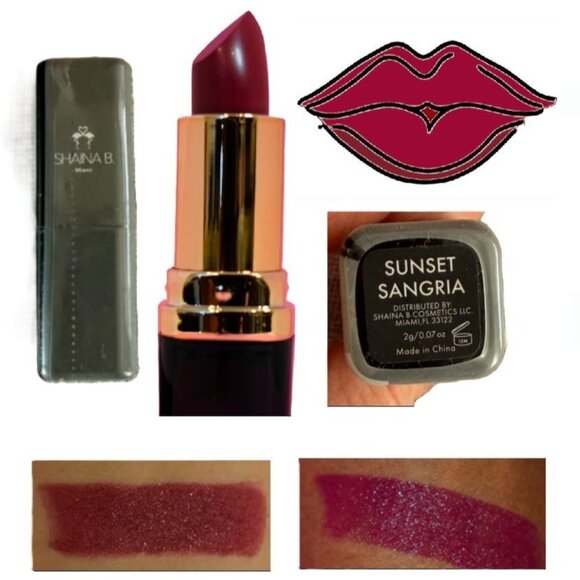 Shaina B Miami Lipstick Sunset Sangria Deep Red Travel Size Long Lasting Formula - Picture 3 of 9